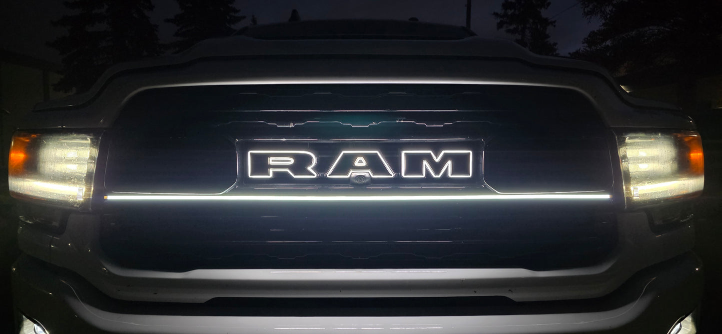 2023-2024 Ram 2500/3500 Limited LED Grille “Power” Bar – Single Strip, IP67, Black or Silver Frame
