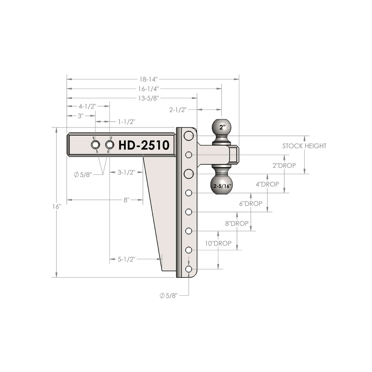 2.5" Heavy Duty 10" Drop/Rise Hitch