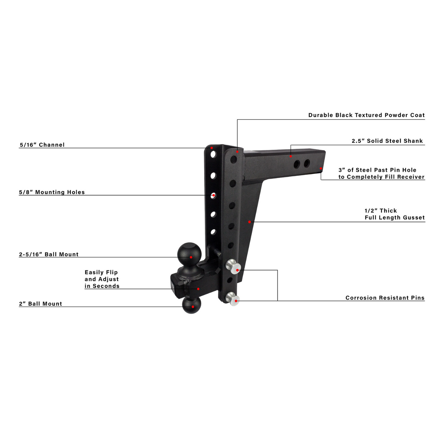 2.5" Heavy Duty 10" Drop/Rise Hitch