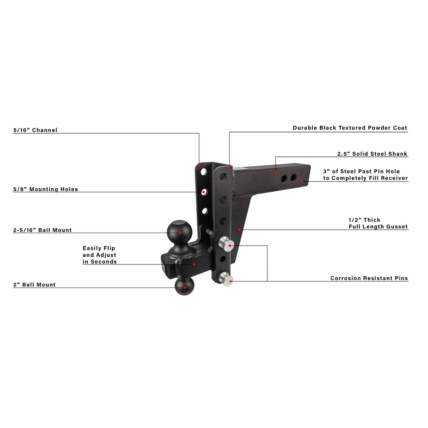 2.5" Heavy Duty 6" Drop/Rise Hitch