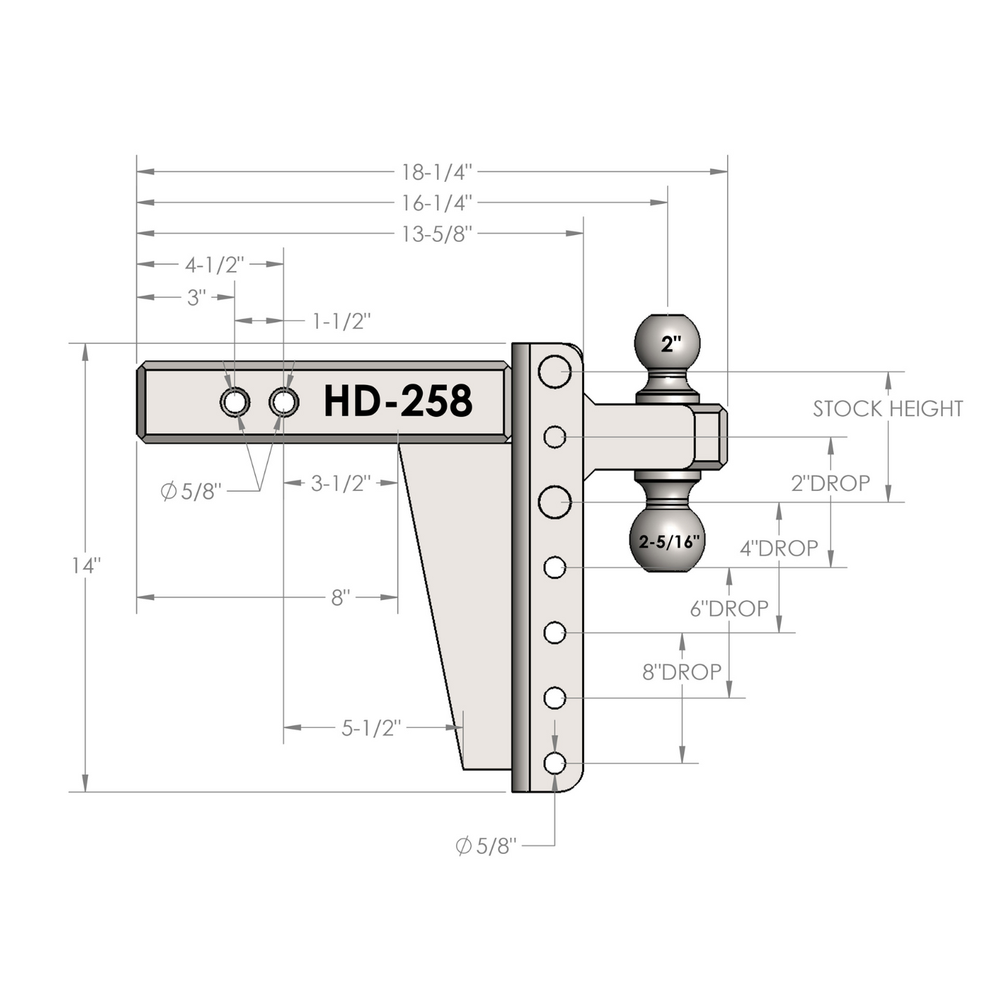 2.5" Heavy Duty 8" Drop/Rise Hitch
