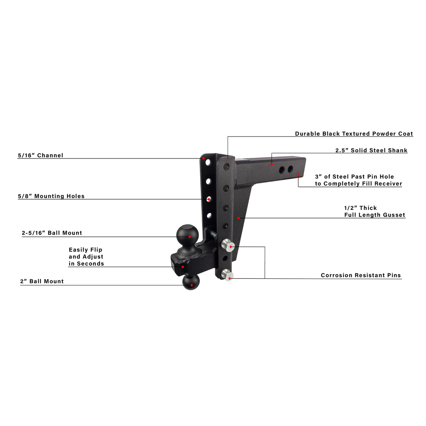 2.5" Heavy Duty 8" Drop/Rise Hitch