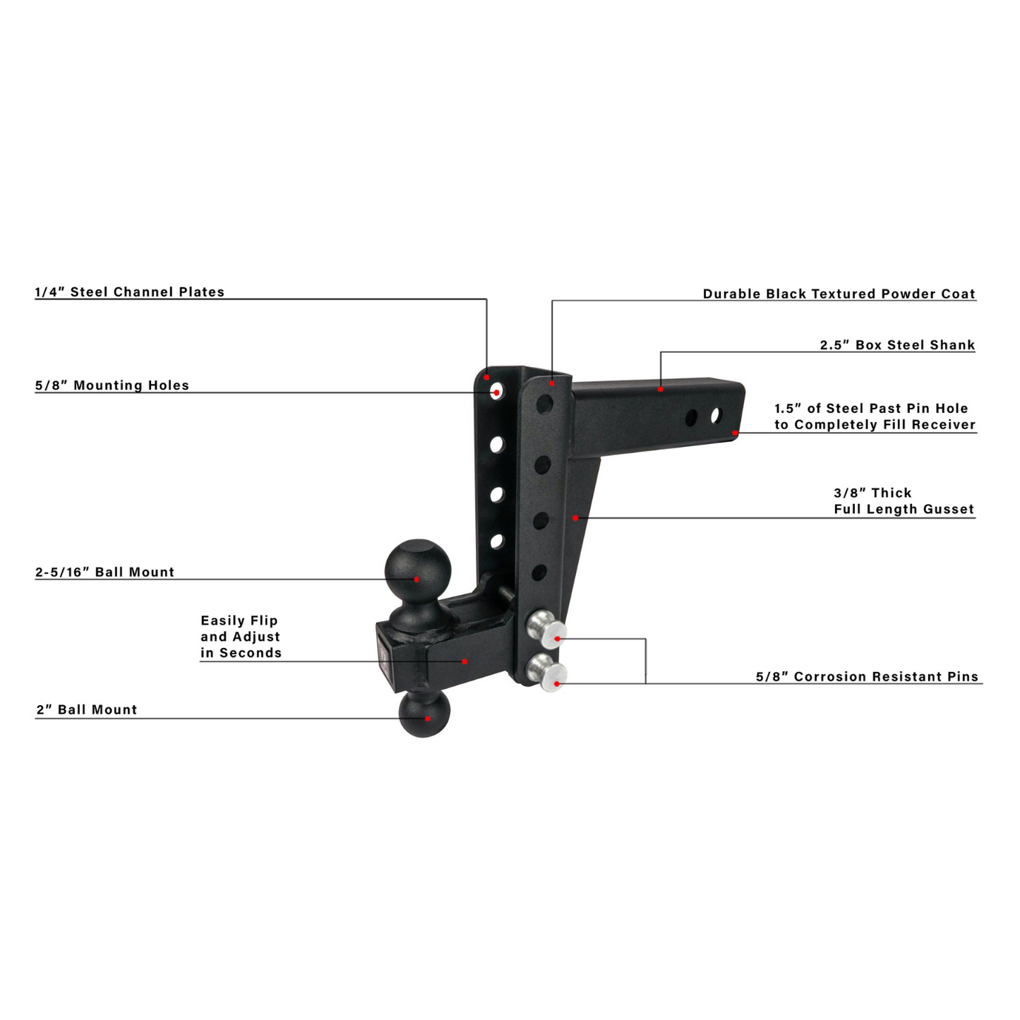 2.5" Medium Duty 6" Drop/Rise Hitch