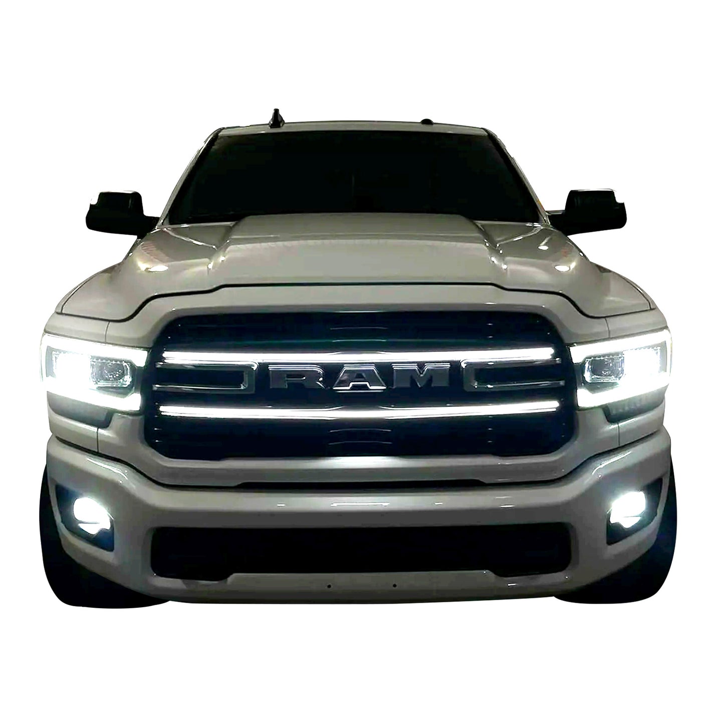 2019-2024 Ram 2500/3500 Laramie LED Grille Accent Bar – Curved Fit, IP67, Black or Silver Frame