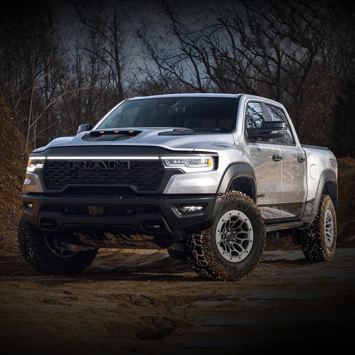2025 Ram 1500 RHO LED “Power” Grille Bar – White DRL Strip, IP67, Bolt-On, Black or Silver Frame