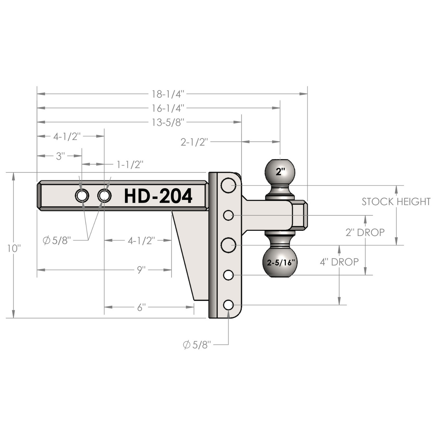 2.0" Heavy Duty 4" Drop/Rise Hitch