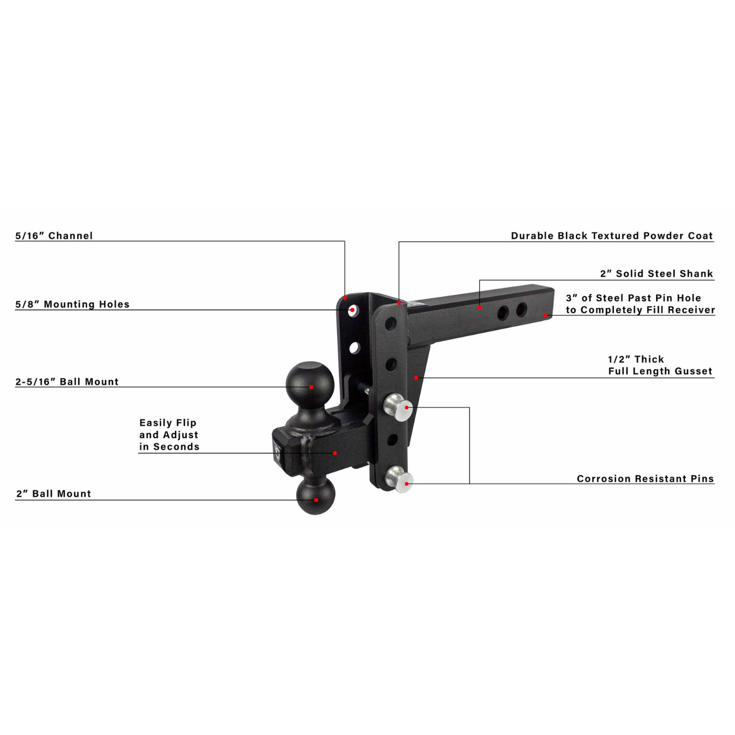 2.0" Heavy Duty 4" Drop/Rise Hitch