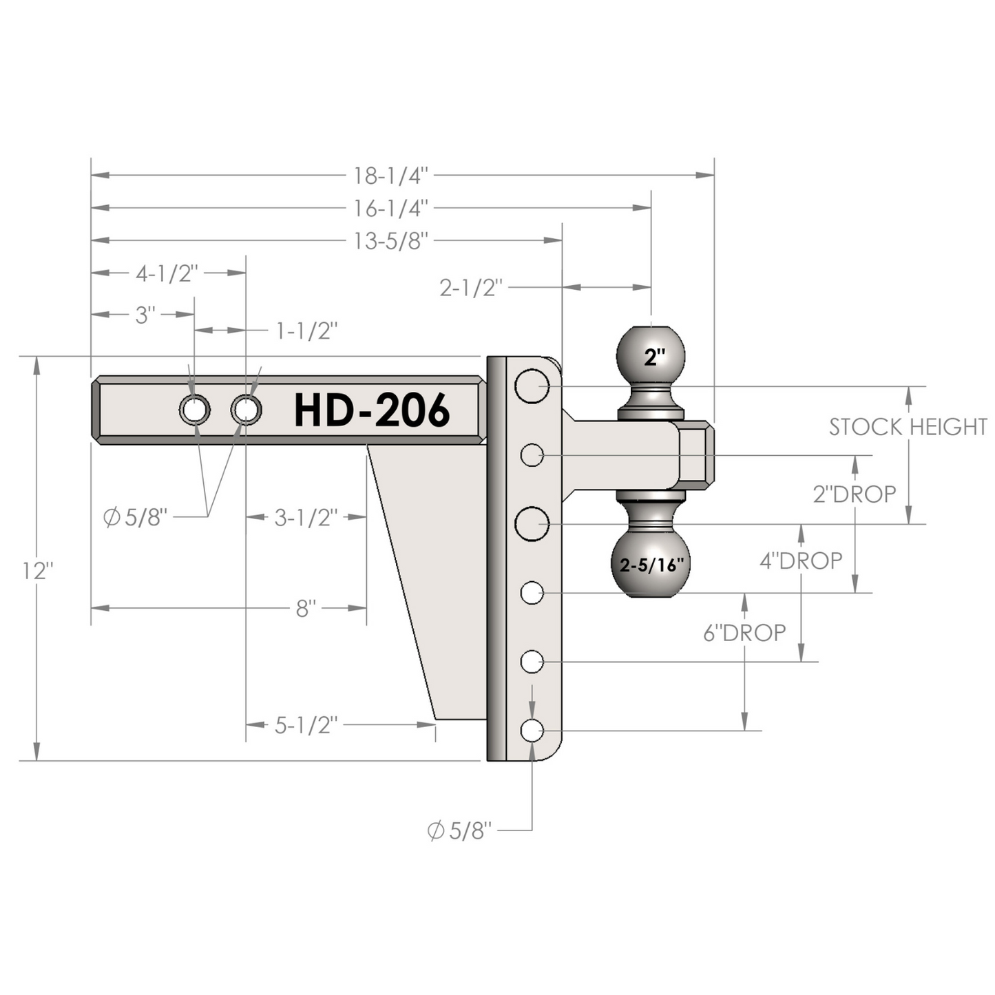 2.0" Heavy Duty 6" Drop/Rise Hitch