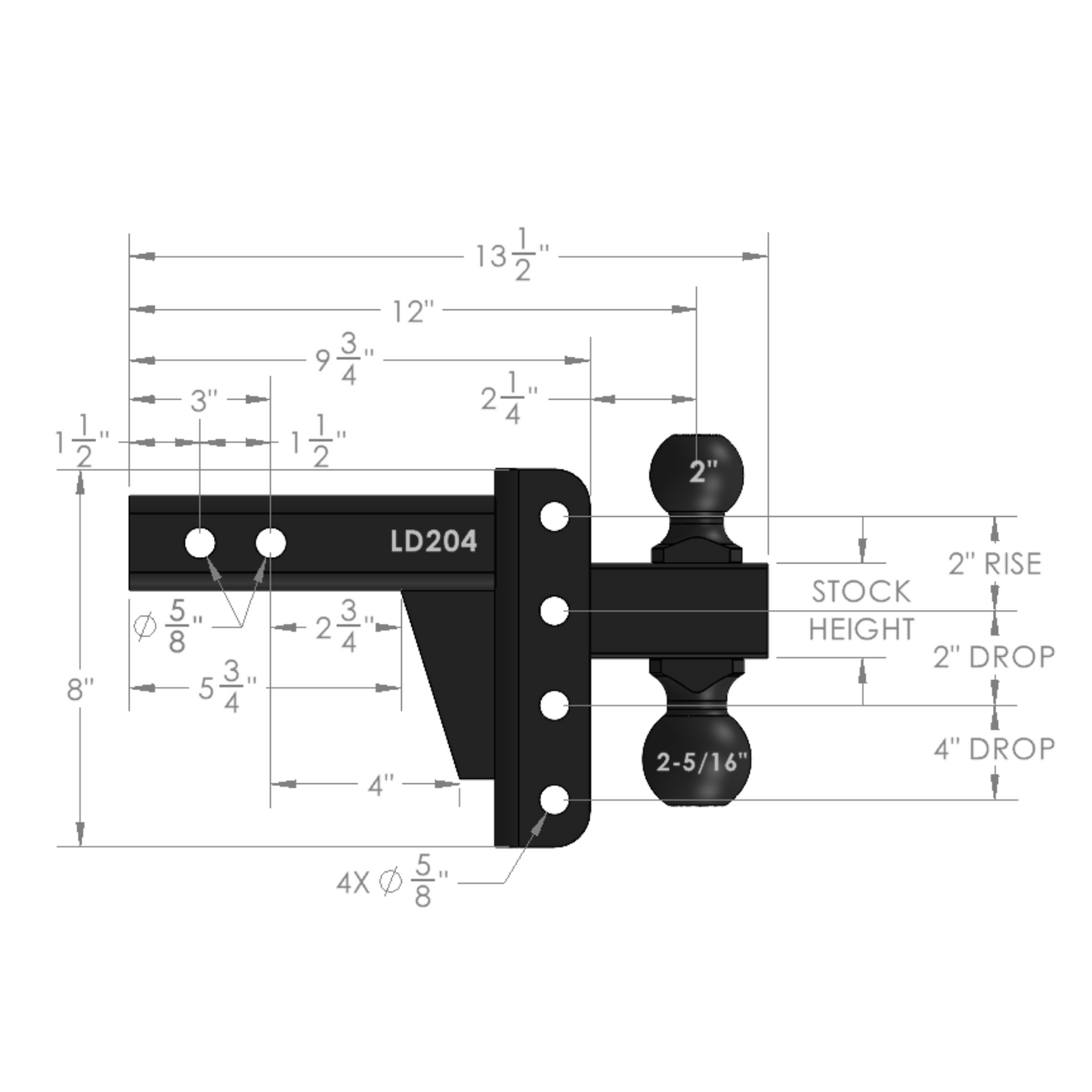2.0" Light Duty 4" Drop/Rise Hitch