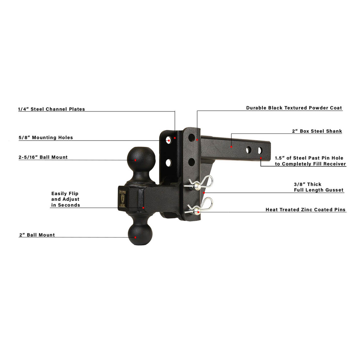 2.0" Medium Duty 2" Drop/Rise Hitch