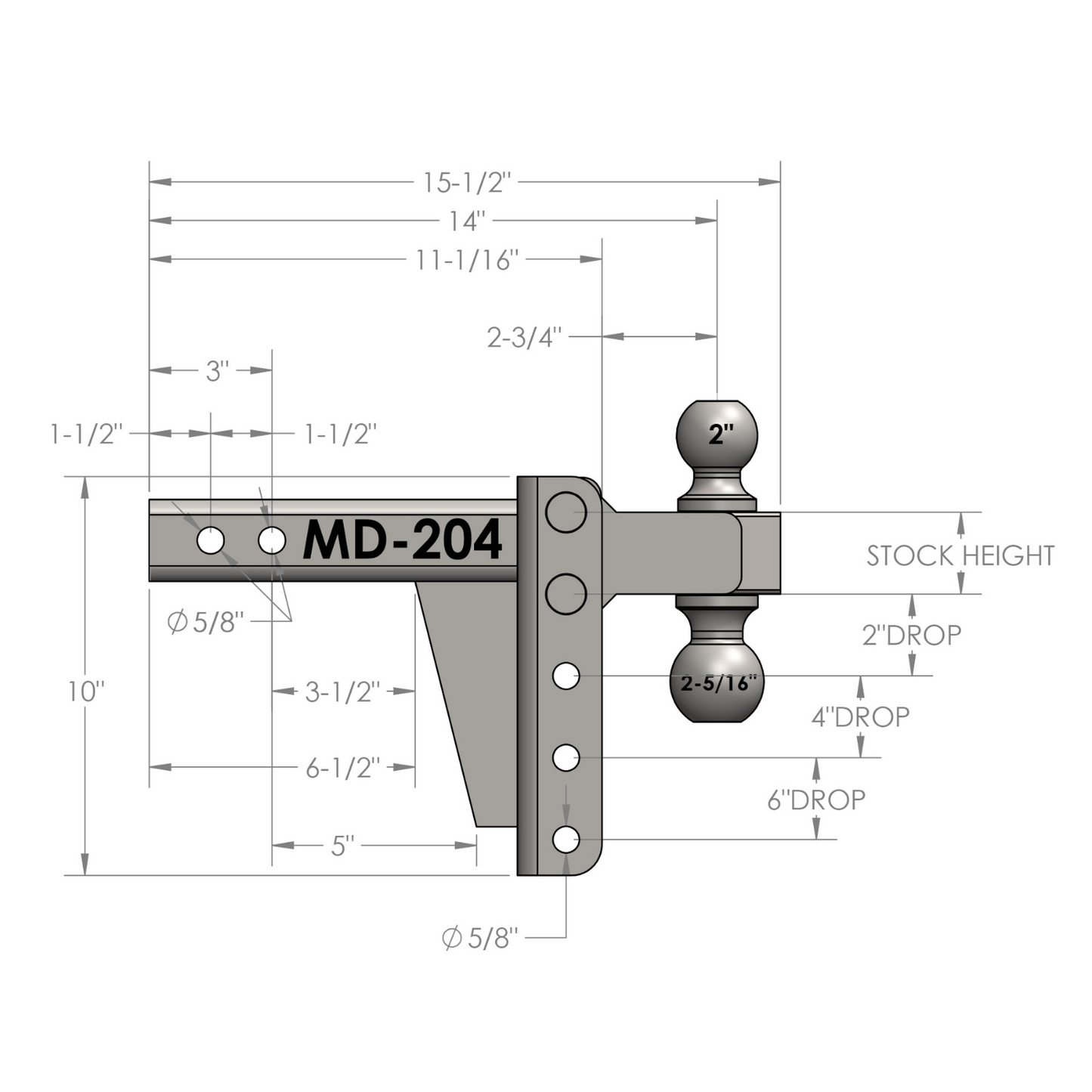 2.0" Medium Duty 4" Drop/Rise Hitch