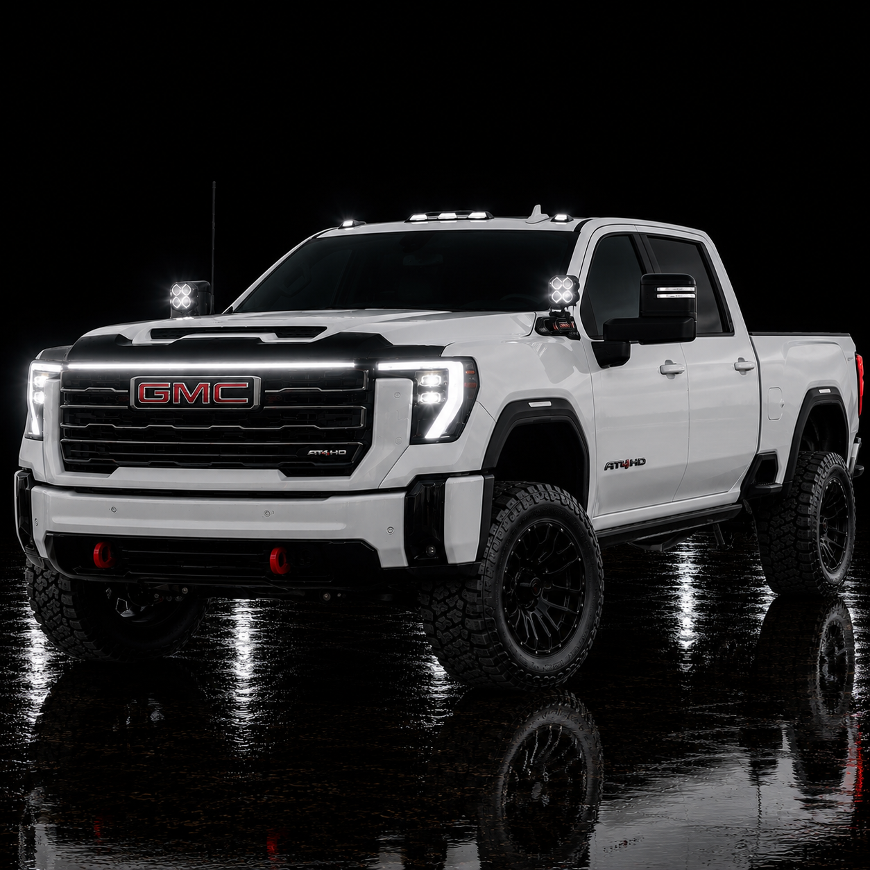 2024 – 2026 GMC Sierra 2500/3500 LED “Power” Grille Bar – SLE, SLT, Pro, AT4 & AT4X, IP67, Black/Silver