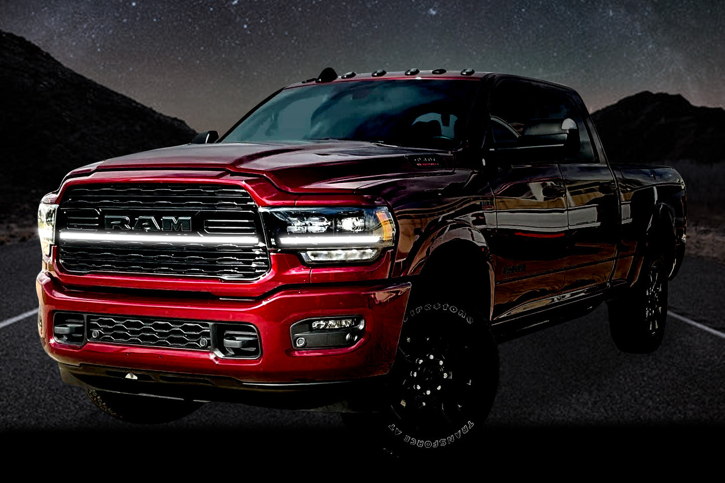 2019-2022 Ram 2500/3500 Limited LED Grille “Power” Light Bar – Single Strip, IP67, Black/Silver Frame