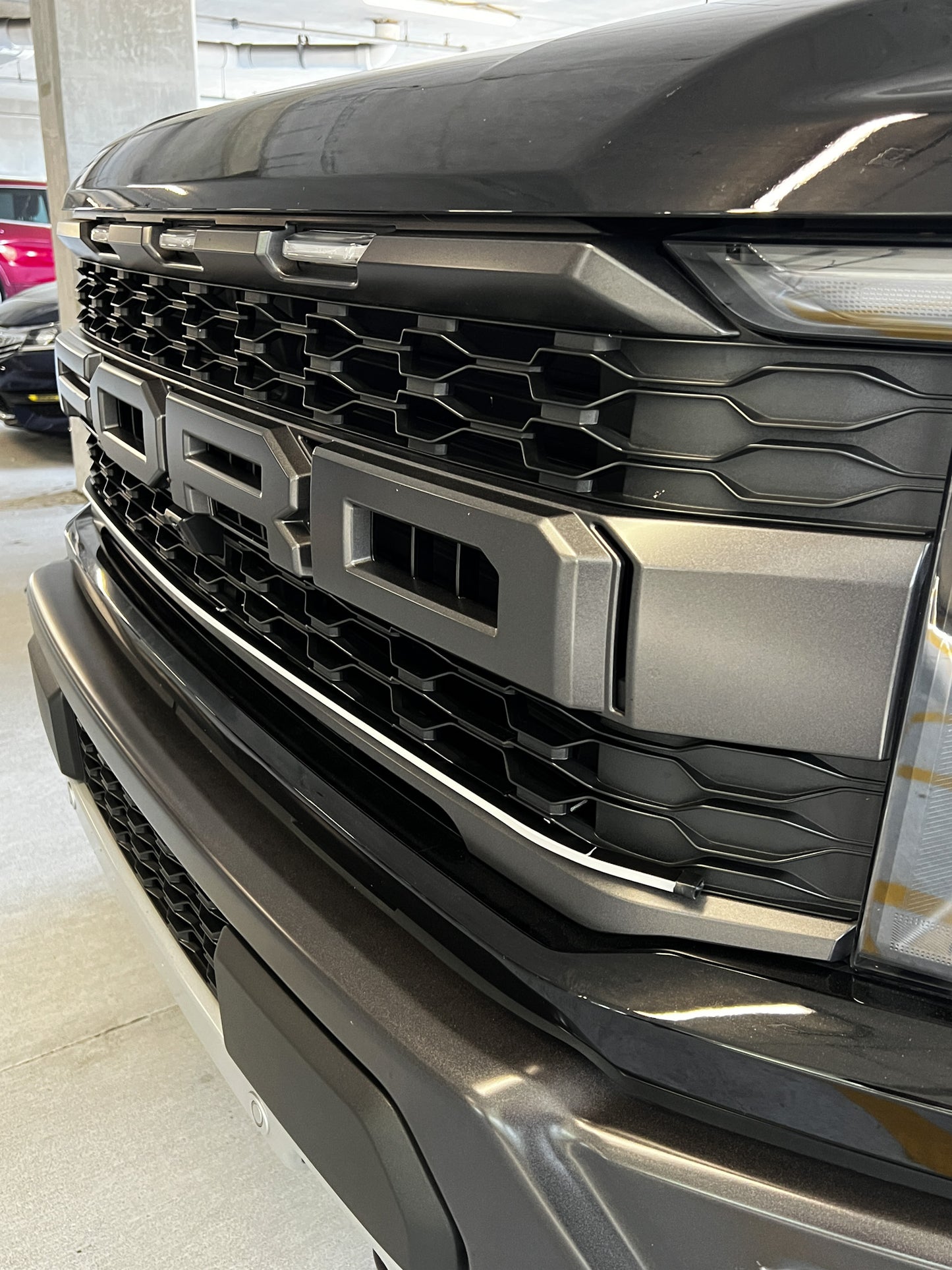 2021-2023 Ford F150 Raptor LED Grille Light Kit – Amber DRL Strip, IP67, Bolt-On, Black/Silver Bracket