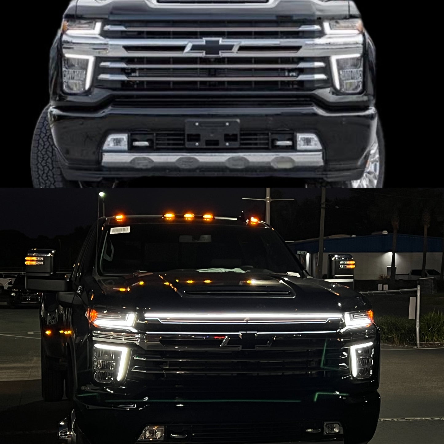 2020-2023 Chevy Silverado 2500/3500 LED “Power” Grille Light Bar – LTZ & High Country, IP67, Black/Silver