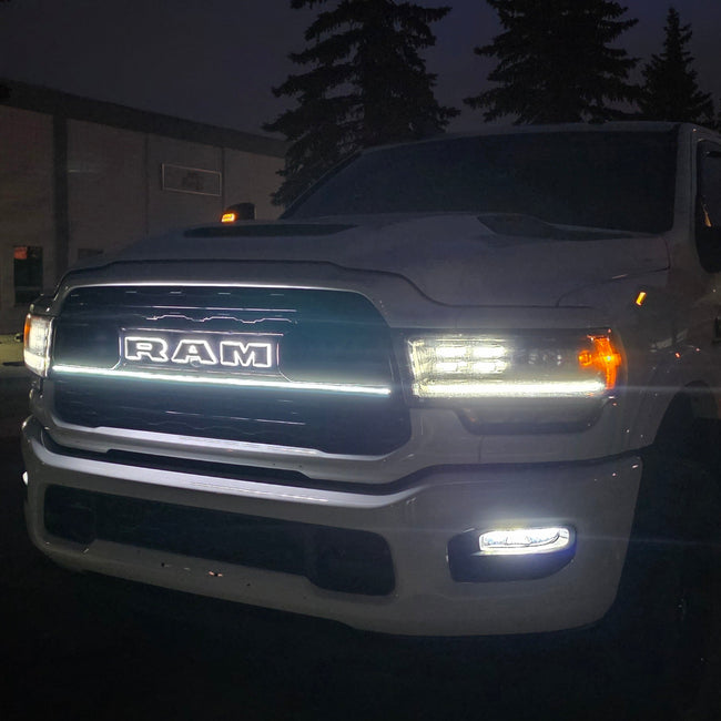 2023-2024 Ram 2500/3500 Limited LED Grille “Power” Bar – Single Strip, IP67, Black or Silver Frame