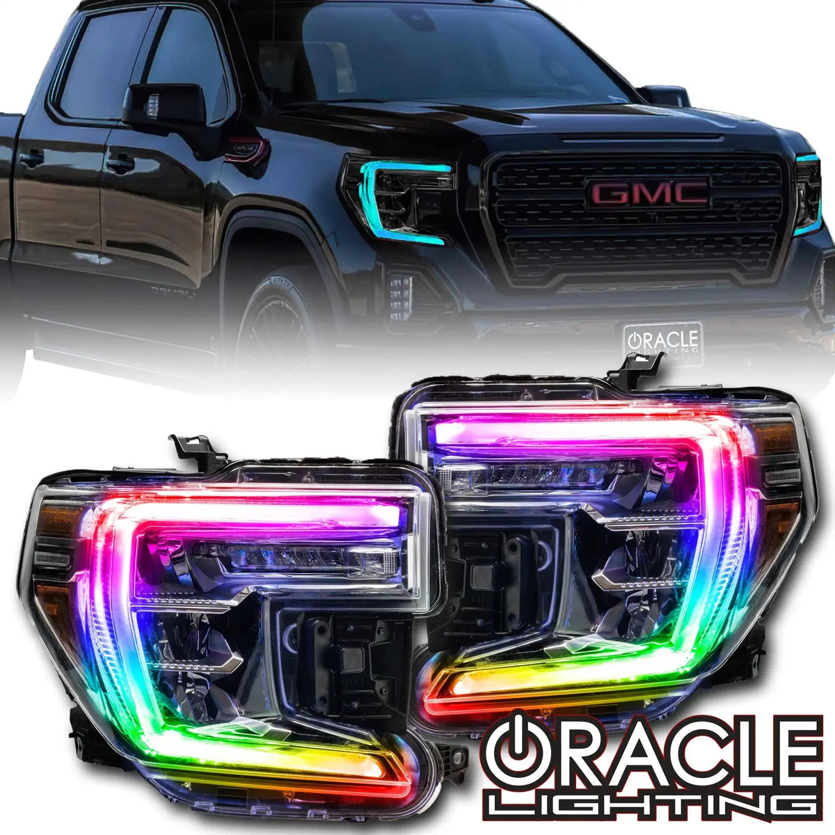 2019-2022 GMC Sierra 1500 ORACLE Lighting ColorSHIFT RGB+W Headlight DRL Upgrade Kit