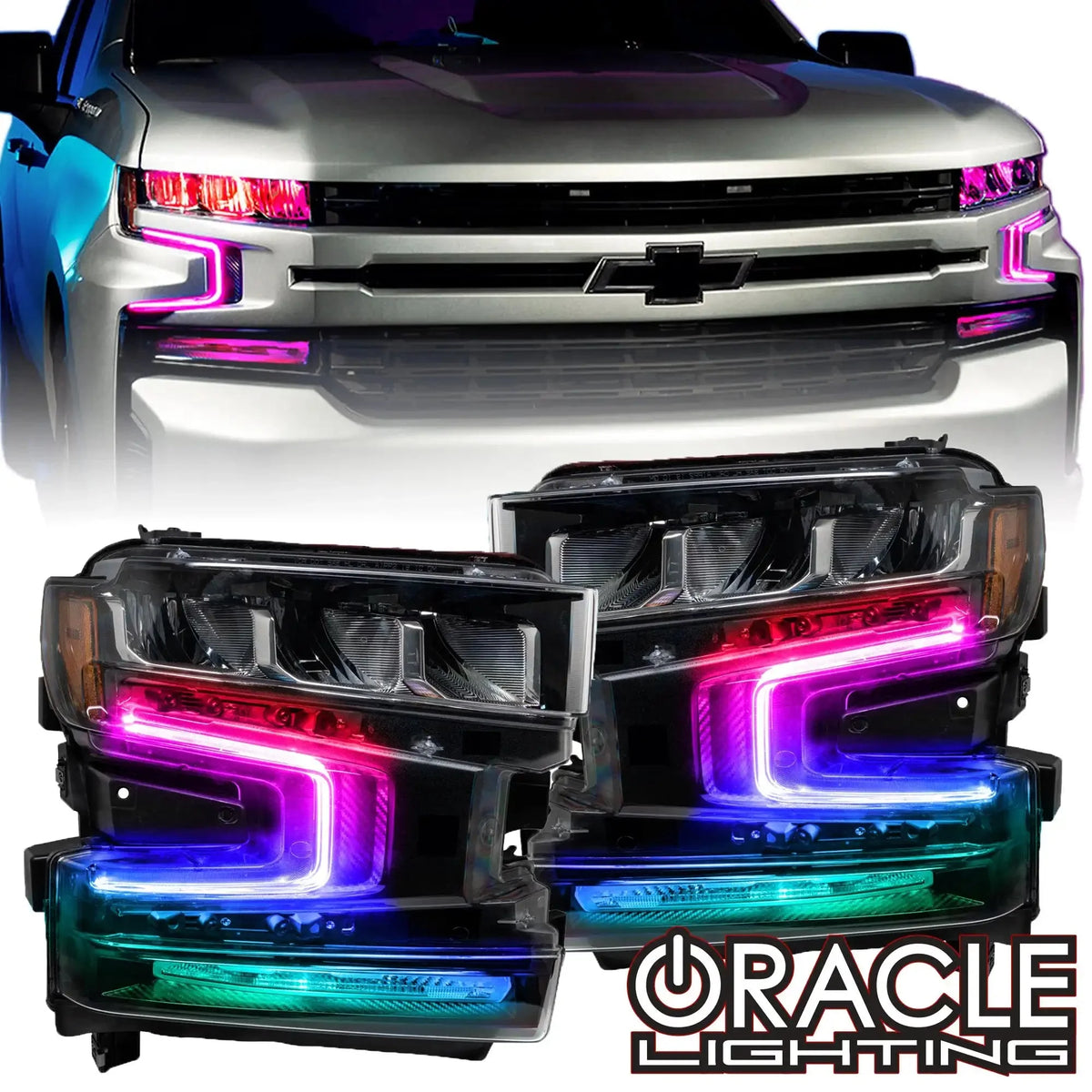 2019-2022 Chevrolet Silverado 1500 ORACLE ColorSHIFT RGB+W Headlight DRL Upgrade Kit