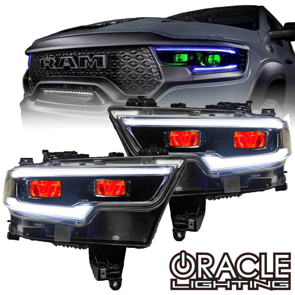 2019-2024 RAM 1500 ORACLE ColorSHIFT RGB Demon Eye Headlight Kit - LED Projector Headlights