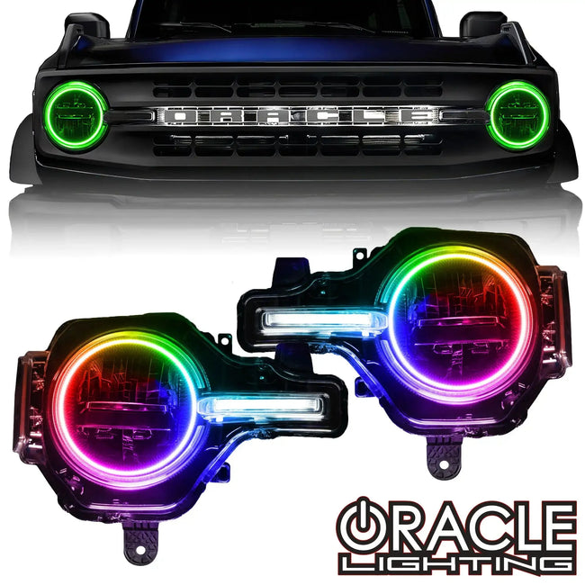 2021-2025 Ford Bronco ORACLE Lighting ColorSHIFT Headlight Halo Kit w/DRL Bar - Base Headlights