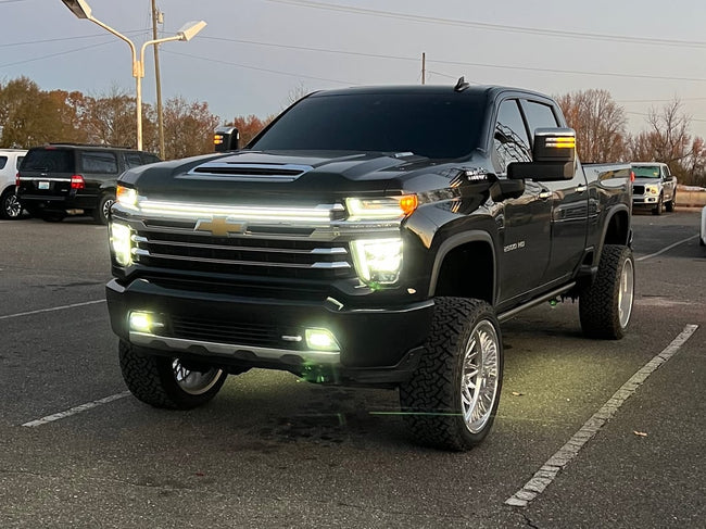 2021-2023 Chevy Silverado 2500/3500 LT LED “Power” Grille Bar – IP67, Bolt-On, Black or Silver Frame