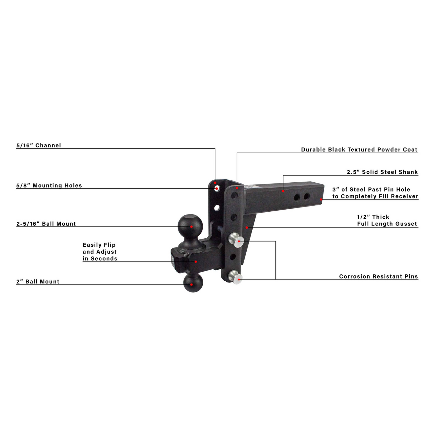 2.5" Heavy Duty 4" Drop/Rise Hitch
