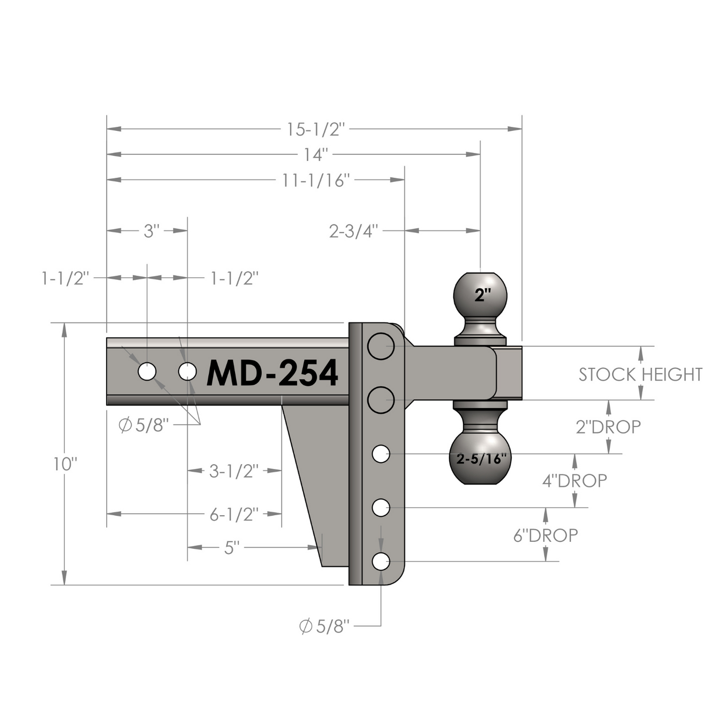 2.5" Medium Duty 4" Drop/Rise Hitch