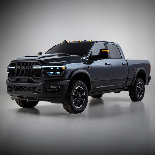 2025 Ram 2500/3500 (6th-Gen) LED Grille Light Kit – Curved Fit, IP67, Bolt-On, Black Anodized Frame