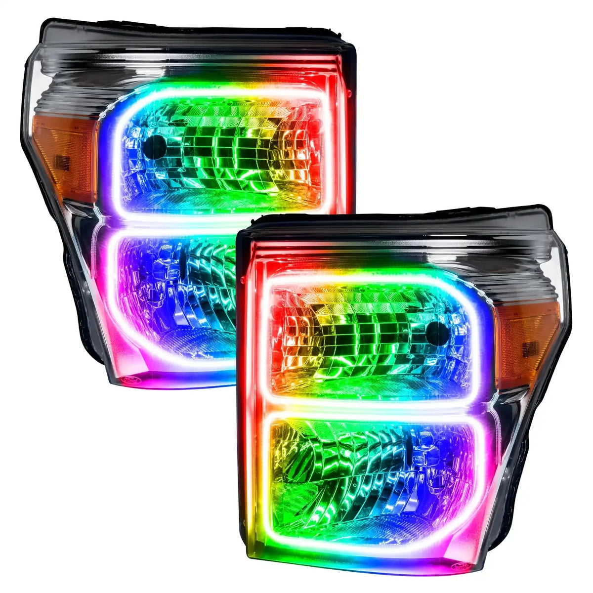 2011-2016 Ford F250/F350 Super Duty ORACLE Dynamic ColorSHIFT Headlight Halo Kit (Square Ring Design)