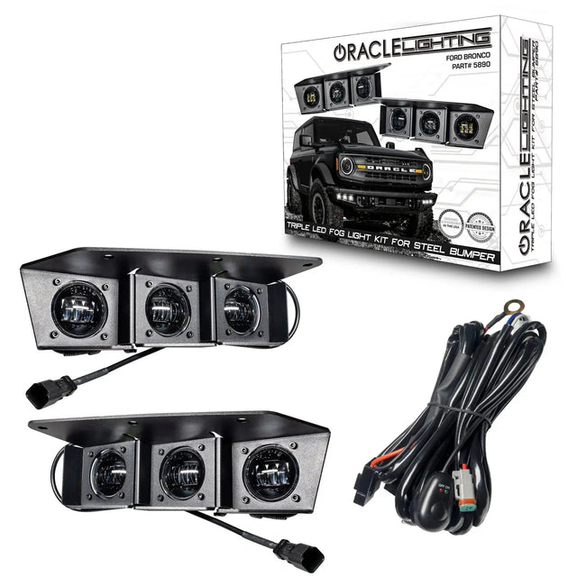 2021-2026 Ford Bronco ORACLE Triple LED Fog Light Kit for Steel Modular Bumper