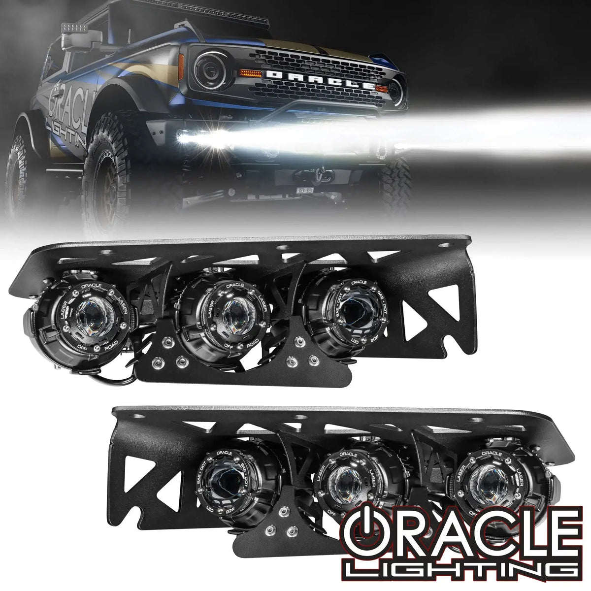 2021-2026 Ford Bronco ORACLE Lighting Off Road LASER Auxiliary Lights + LED Fog Light Kit for Steel Bumper