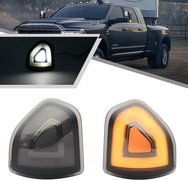 2009-2022 Ram 1500 2500 HD Smoked White Amber LED Tow Mirror Lights