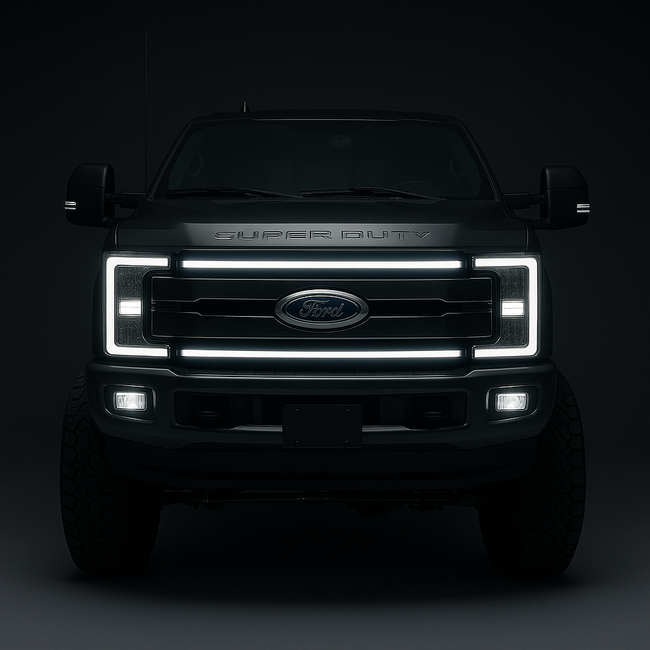 2017-2019 Ford F-250/F-350/F-450/F-550 “Ghost” LED Grille Light Kit – Platinum Trim, IP67, Sequential Option