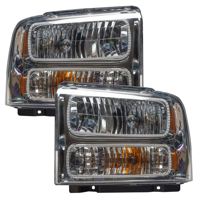 2005-2007 Ford F250/F350 Super Duty ORACLE Lighting Pre-Assembled Halo Headlights - Chrome Housing