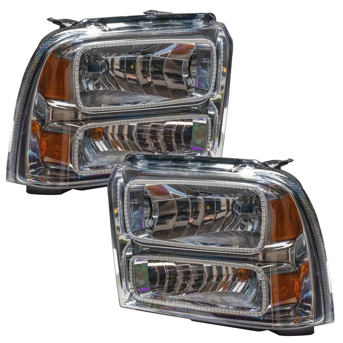 2005-2007 Ford F250/F350 Super Duty ORACLE Lighting Pre-Assembled Halo Headlights - Chrome Housing