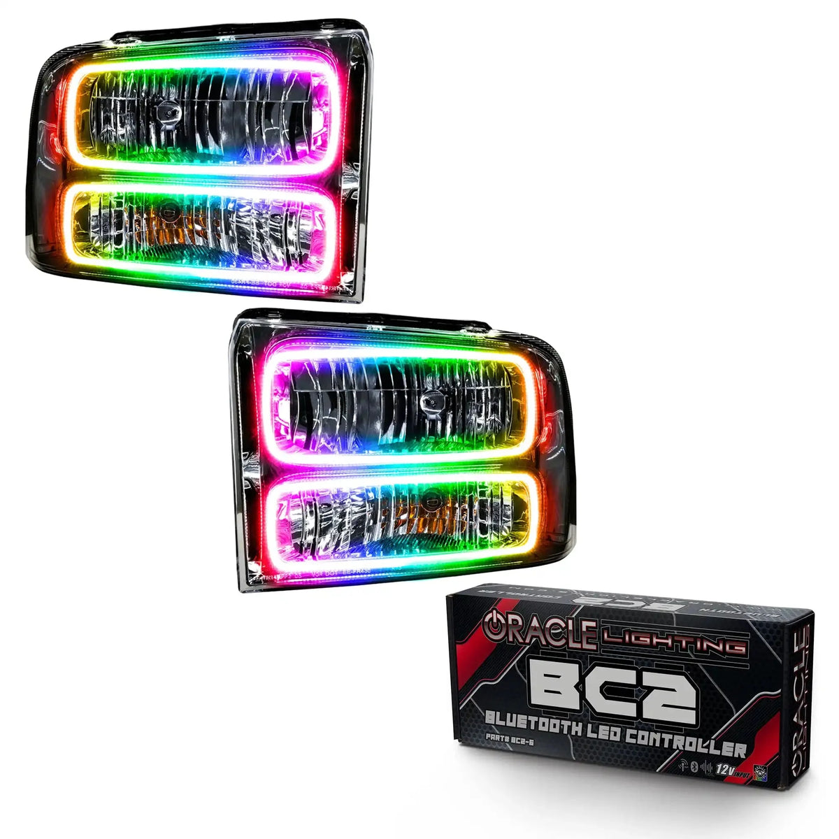 2005-2007 Ford F250/F350 Super Duty ORACLE Lighting Pre-Assembled Halo Headlights - Chrome Housing