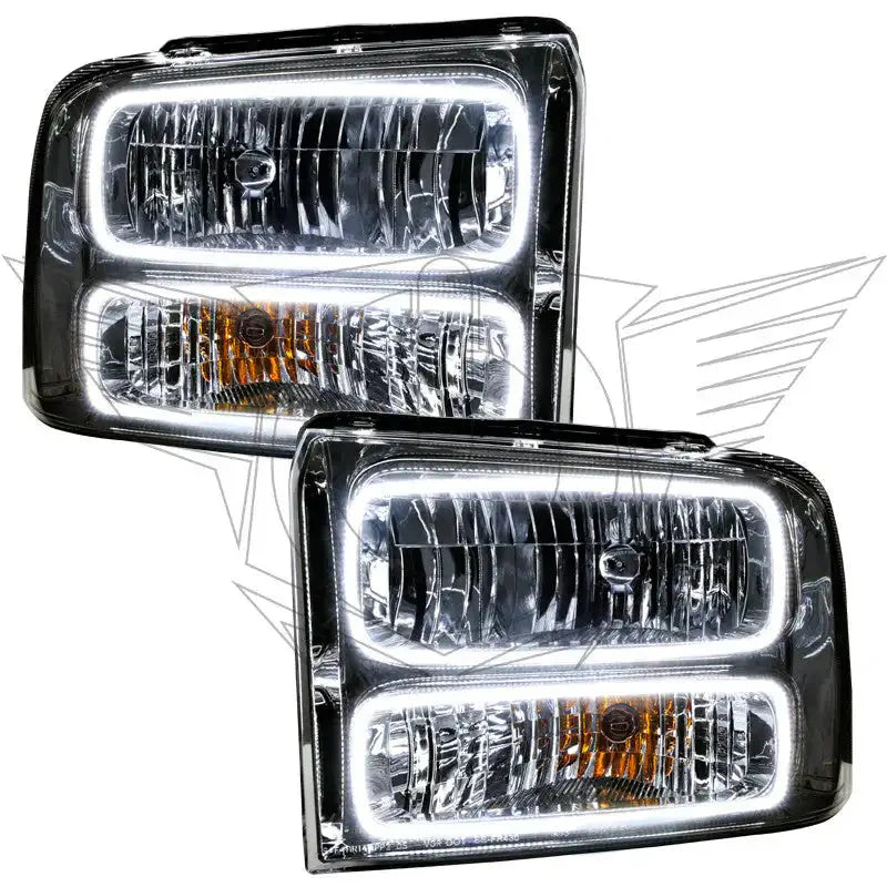 2005-2007 Ford F250/F350 Super Duty ORACLE Lighting Pre-Assembled Halo Headlights - Chrome Housing