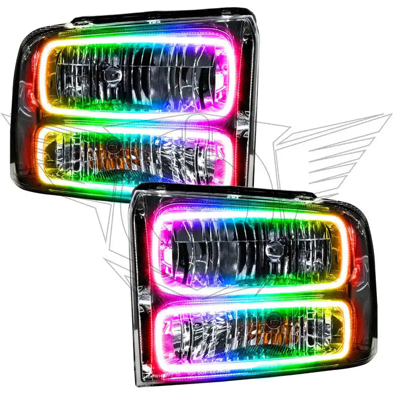 2005-2007 Ford F250/F350 Super Duty ORACLE Lighting Pre-Assembled Halo Headlights - Chrome Housing