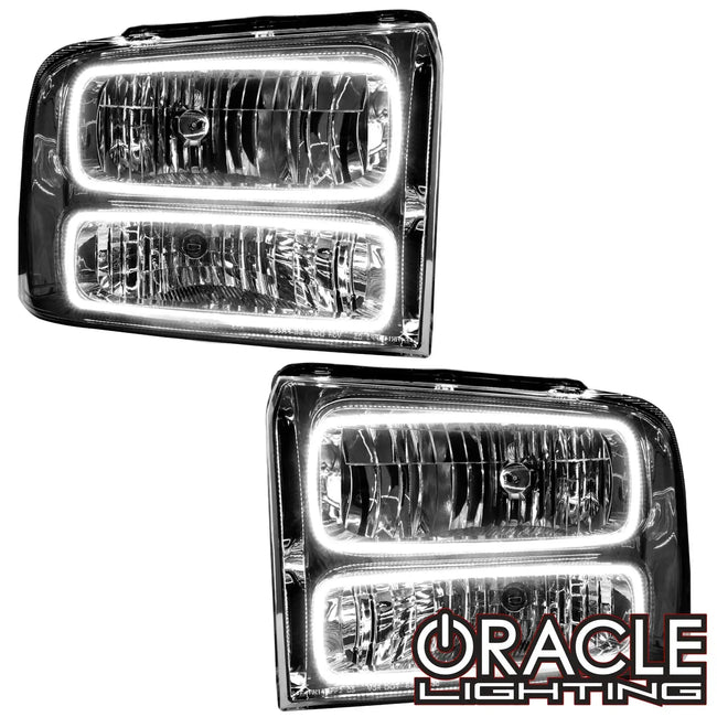 2005-2007 Ford F250/F350 Super Duty ORACLE Lighting Pre-Assembled Halo Headlights - Chrome Housing