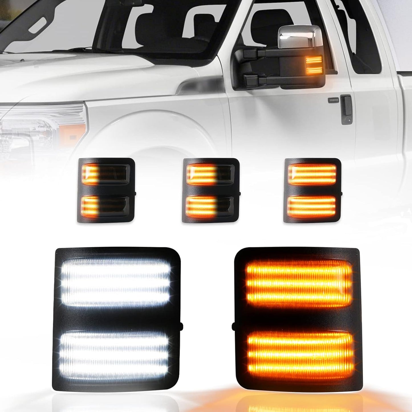 2008-2016 Ford F250 Super Duty Switchback LED Smoked Mirror Lights
