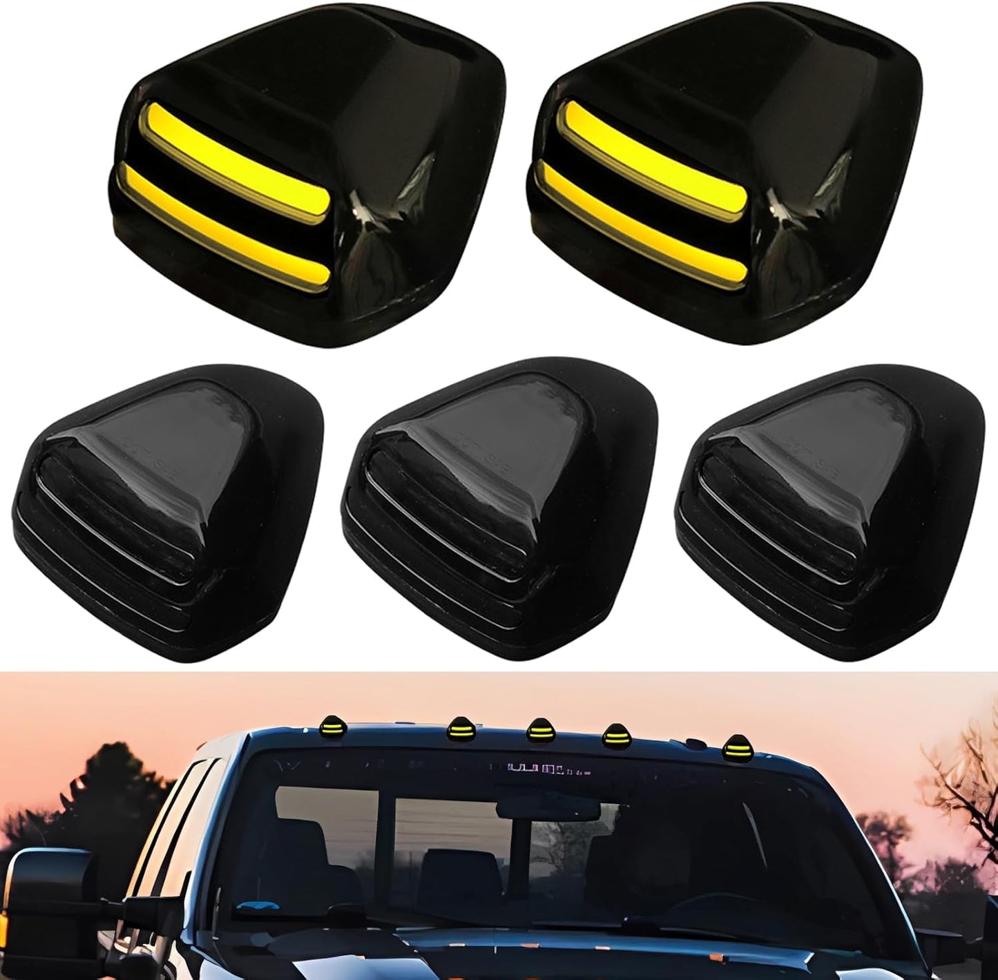 1999-2016 Ford F250/F/350/F450 Super Duty Clear Smoked White Amber LED Roof Cab Lights