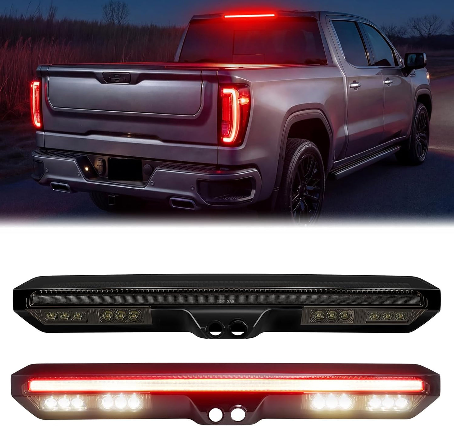 2020-2026+ GMC Chevy 1500/2500/3500 Sierra Silverado Smoked Switchback LED Mirror Lights