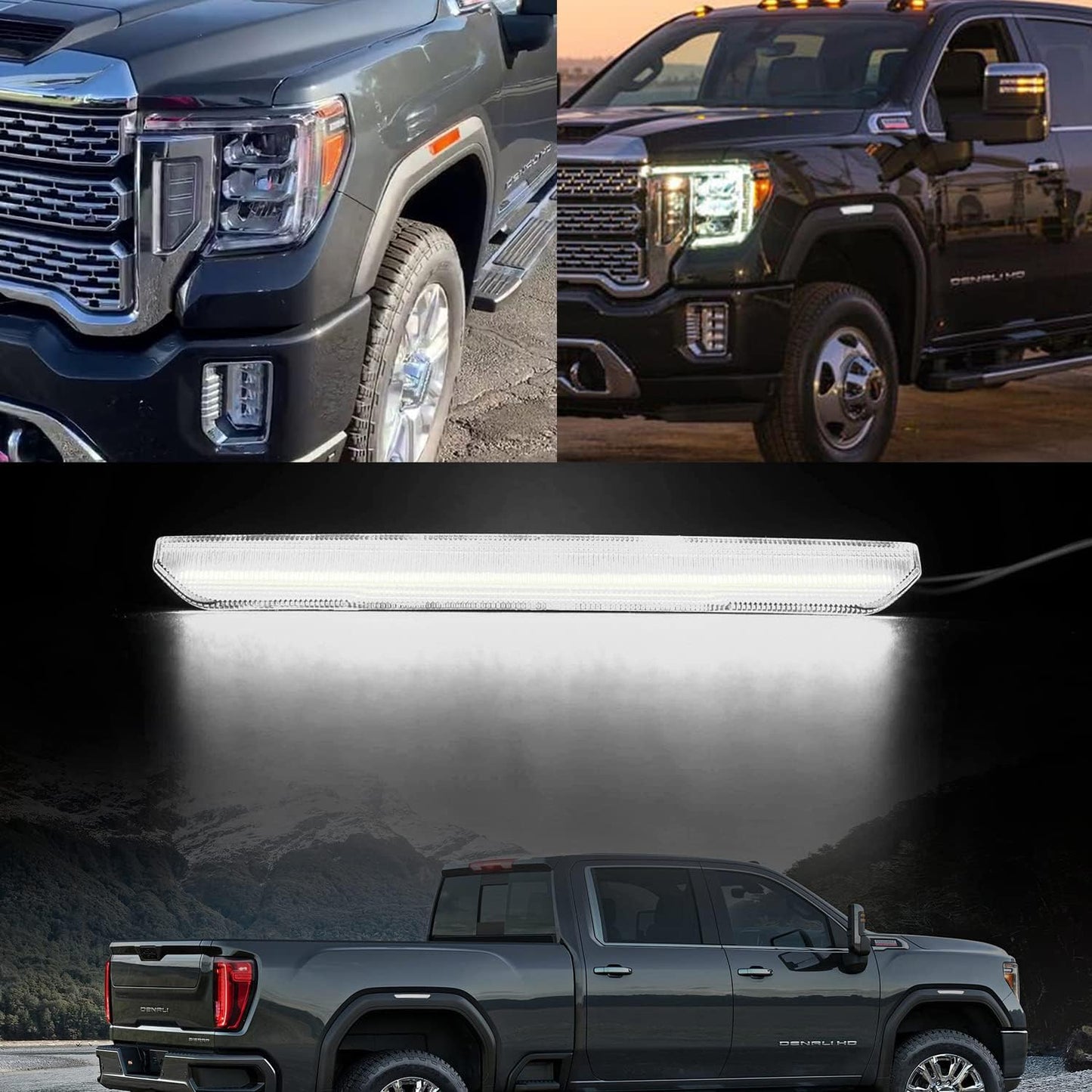 2020-2026+ GMC Sierra HD 2500/3500 Smoked White Amber SCANNING LED Side Markers