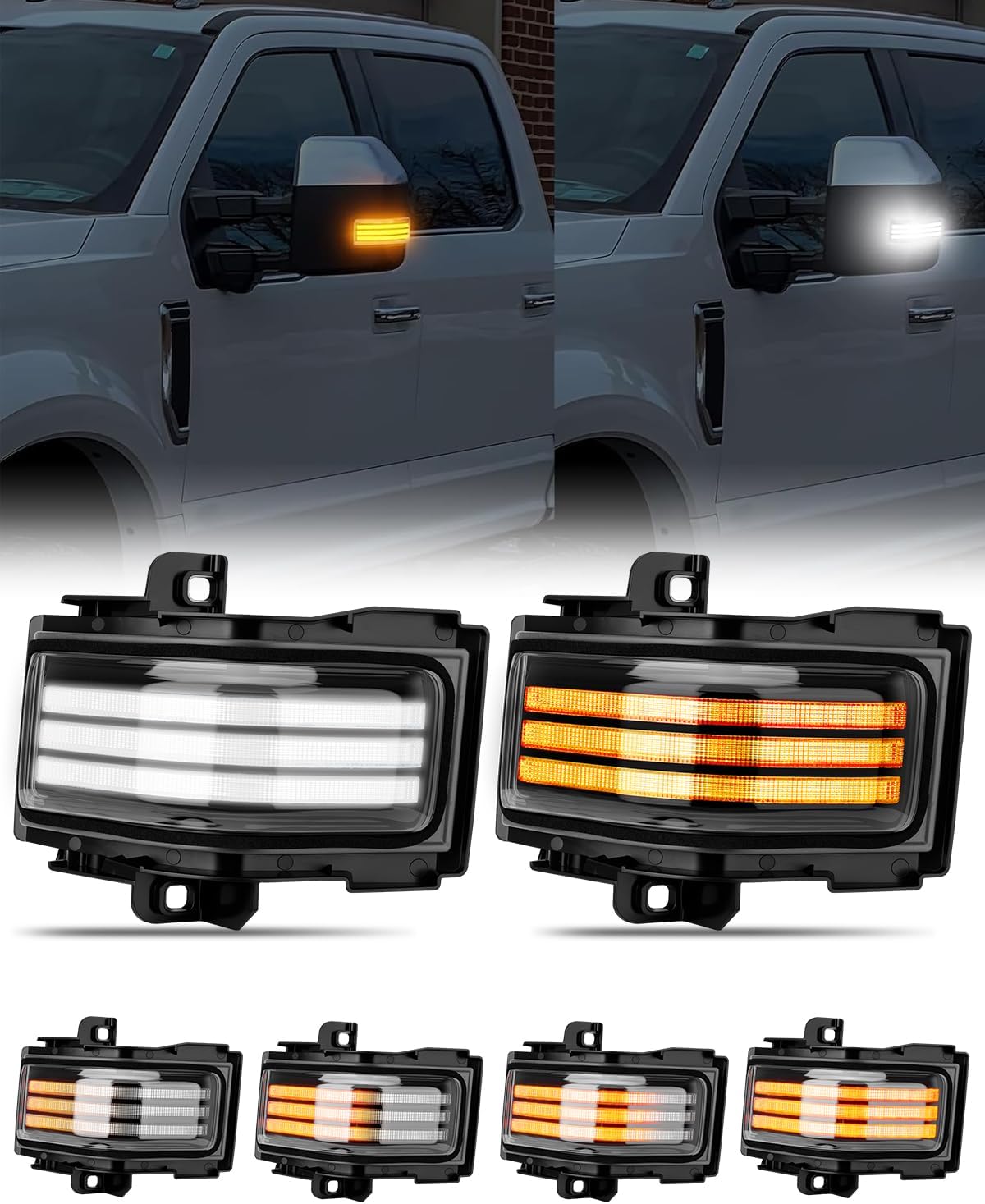 2017-2026+ Ford Super Duty F250 Smoked White Amber LED Mirror Lights
