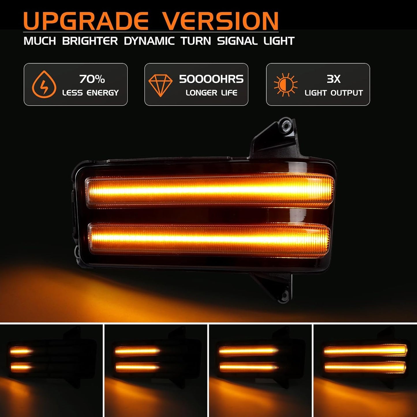 2020-2026+ GMC Chevy 1500/2500/3500 Sierra Silverado Smoked Switchback LED Mirror Lights