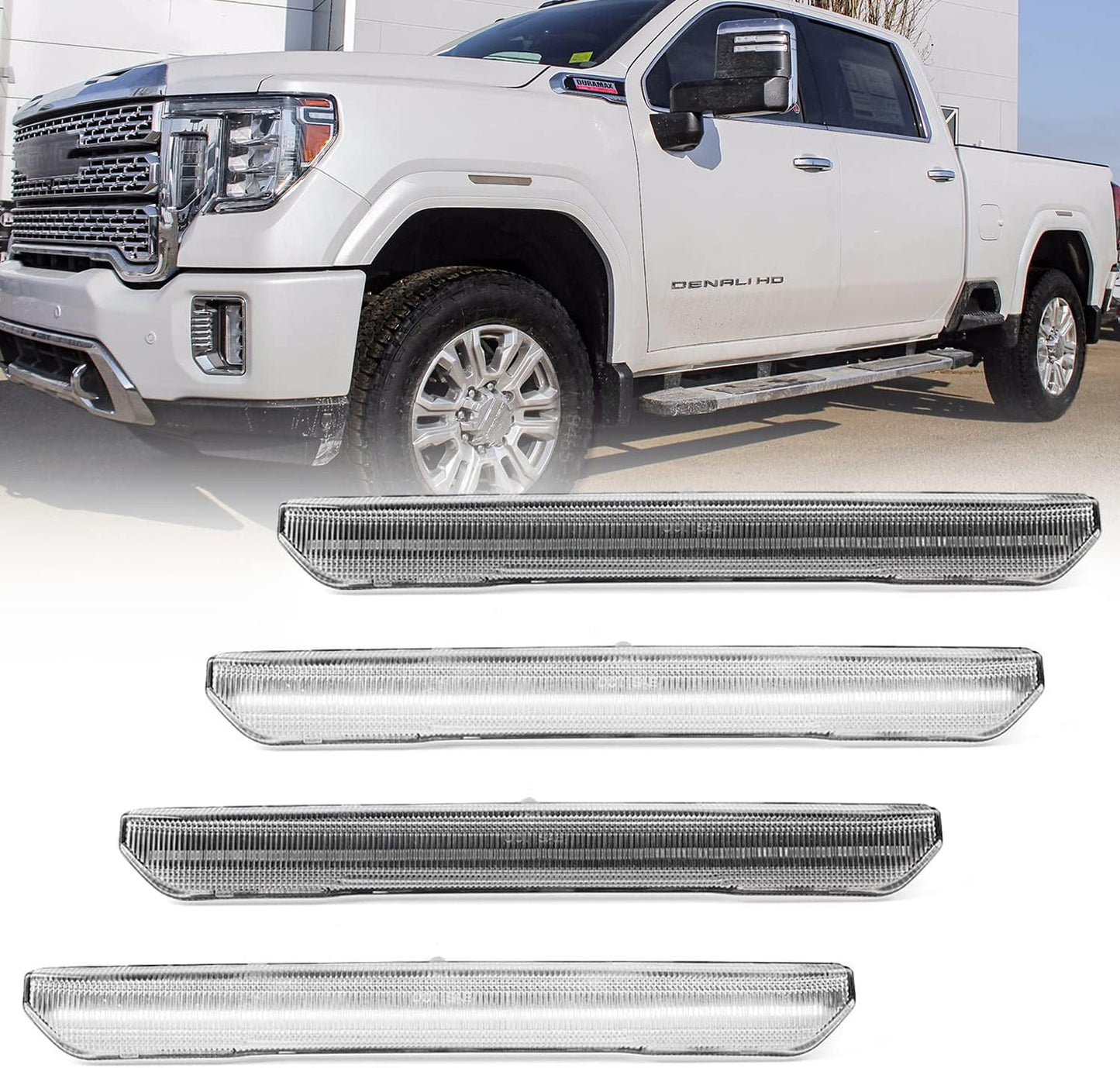 2020-2026+ GMC Sierra HD 2500/3500 Smoked White Amber SCANNING LED Side Markers