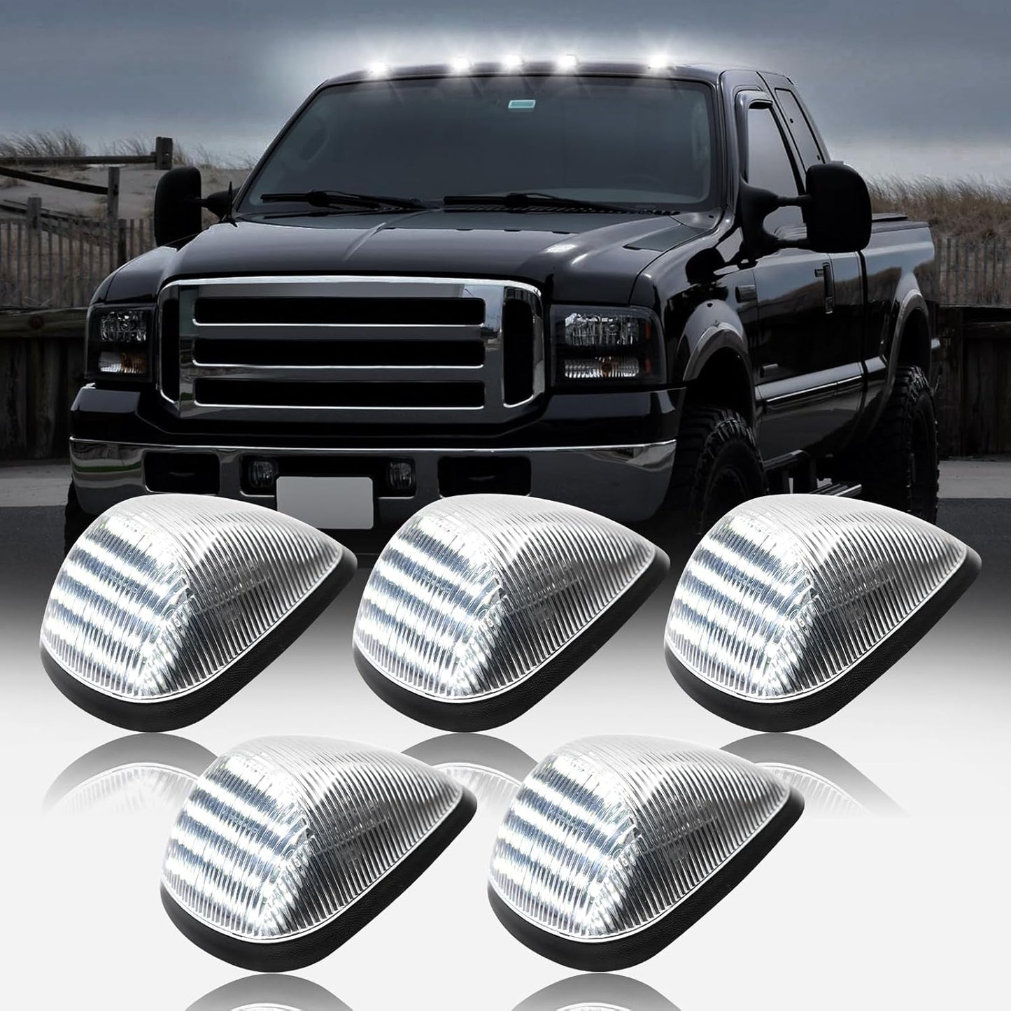 1999-2016 Ford F250/F/350/F450 Super Duty Clear Smoked White Amber LED Roof Cab Lights