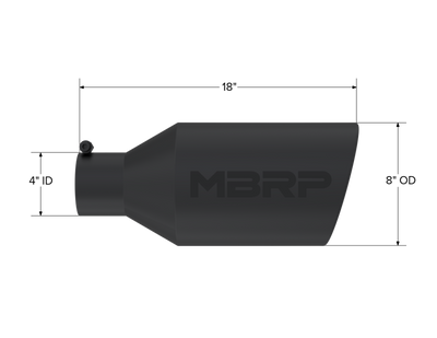 MBRP Universal Tip 8in O.D. Rolled End 4in inlet 18in length Black