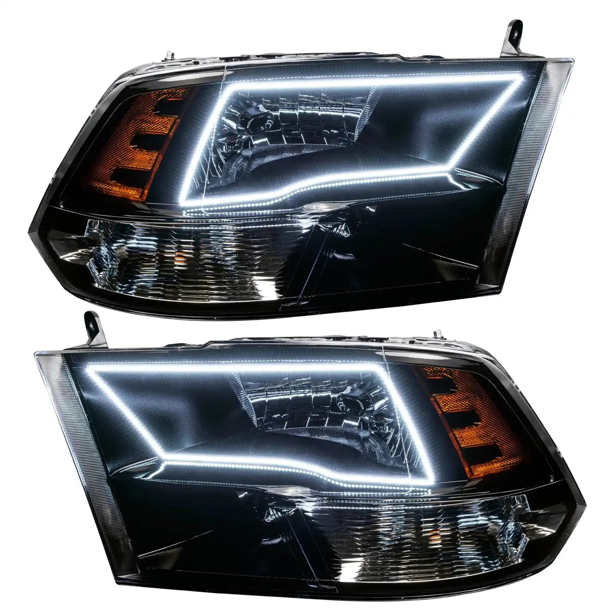 2009-2018 RAM (1500/2500/3500) ORACLE Lighting ColorSHIFT Switchback Quad Pre-Assembled Halo Headlights - Black Housing
