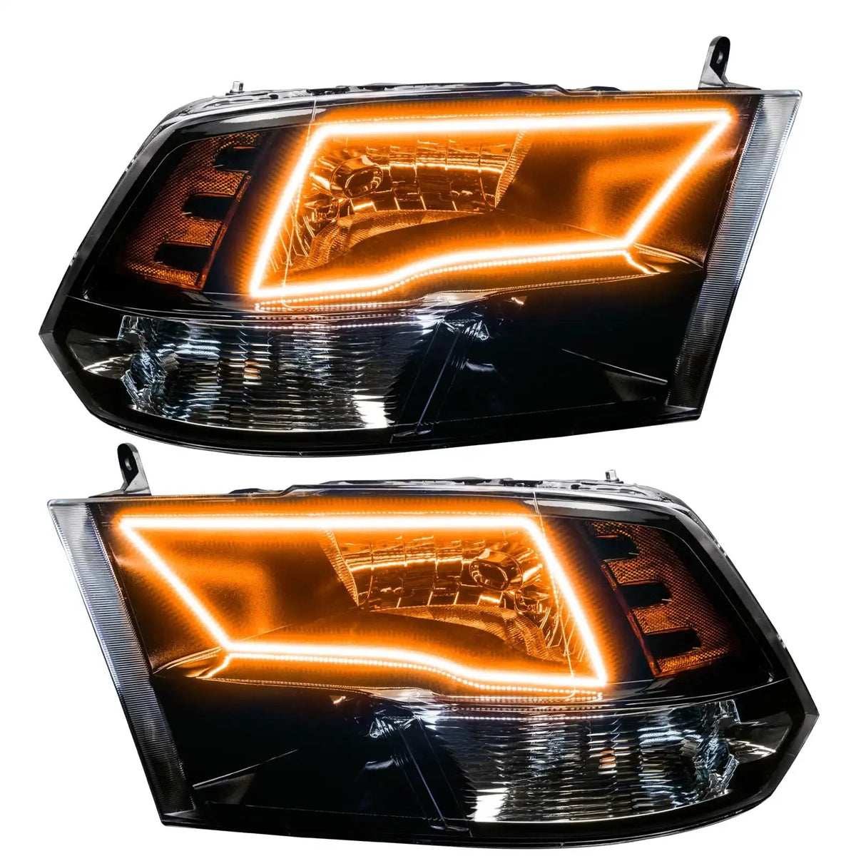 2009-2018 RAM (1500/2500/3500) ORACLE Lighting ColorSHIFT Switchback Quad Pre-Assembled Halo Headlights - Black Housing